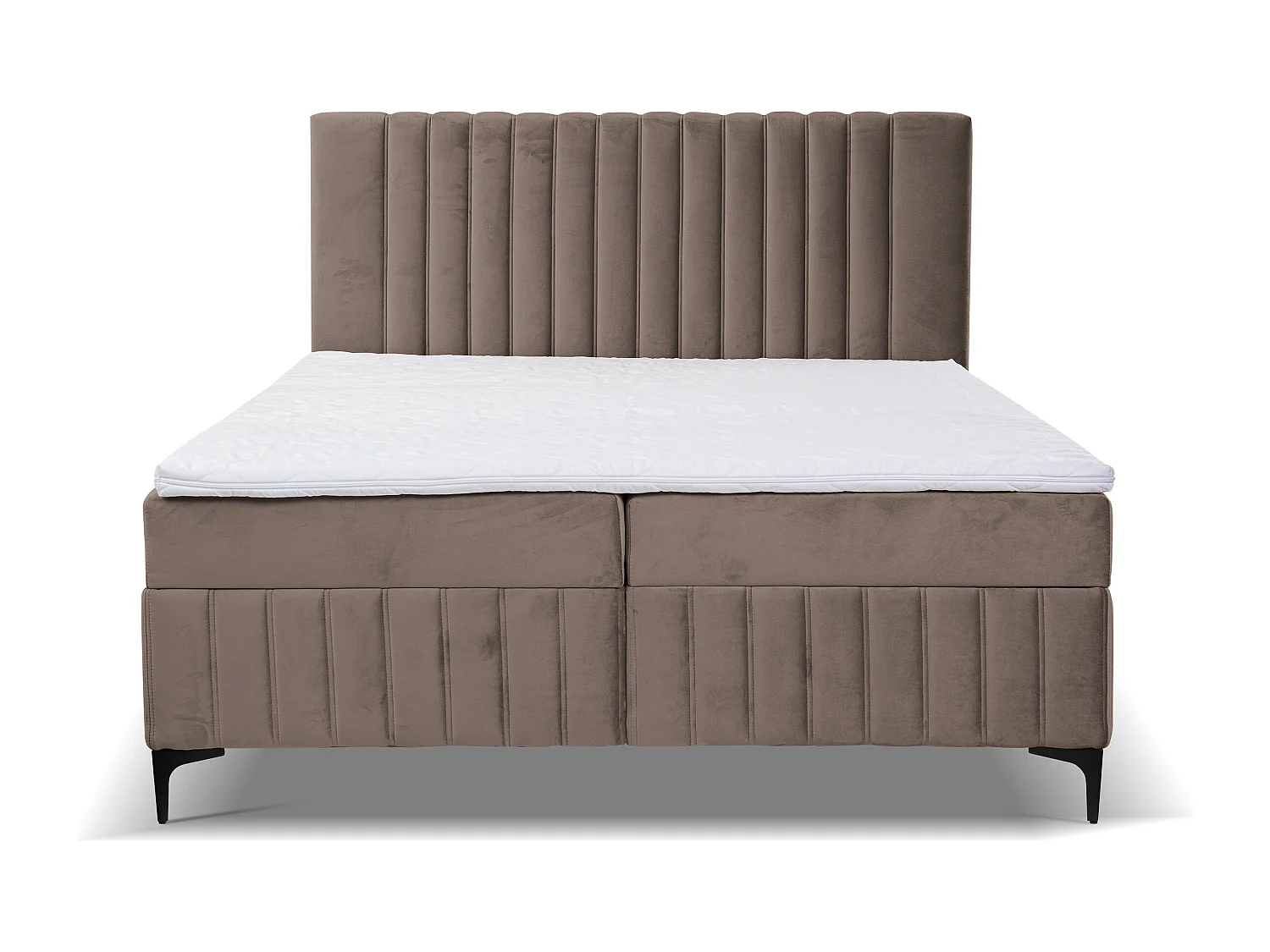 Lit boxspring QUANT avec 2 coffres de rangement, lit rembourré Dimensions: 140x200, couleur: marron, tissu velours