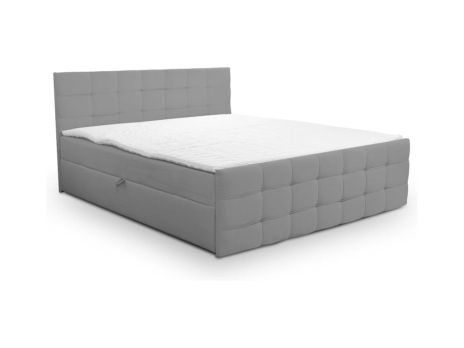 Lit boxspring NATALIE avec 2 coffres de rangement, lit rembourré Dimensions: 140x200, couleur: gris, tissu velours