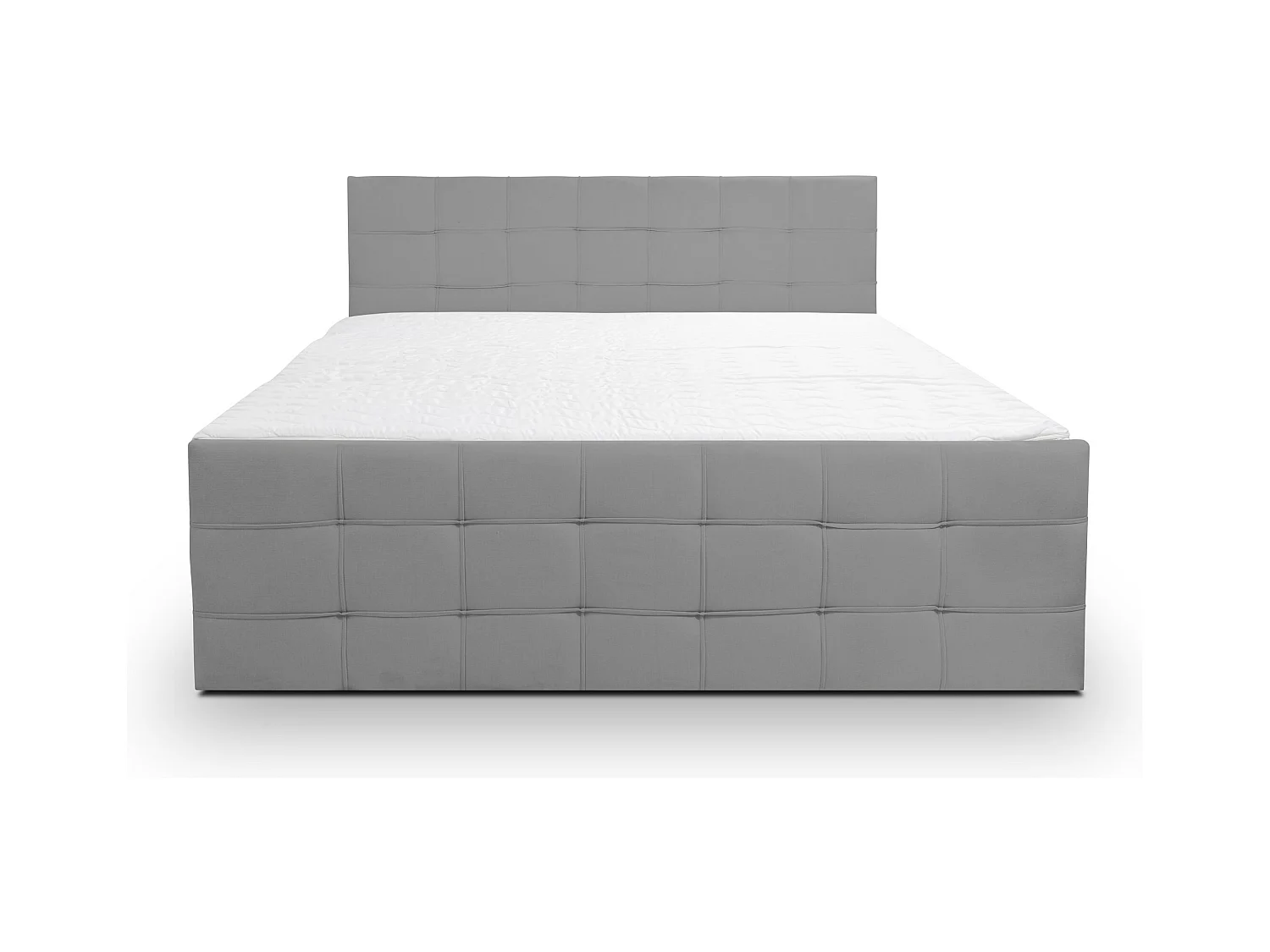 Lit boxspring NATALIE avec 2 coffres de rangement, lit rembourré Dimensions: 140x200, couleur: gris, tissu velours