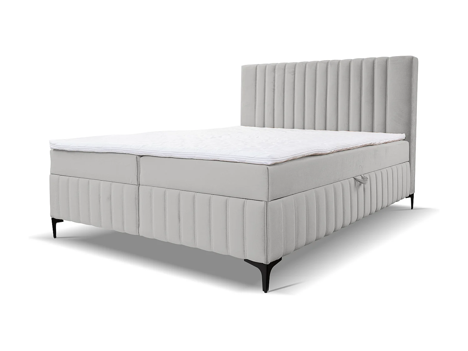 Lit boxspring QUANT avec 2 coffres de rangement, lit rembourré Dimensions: 180x200, couleur: beige, tissu velours