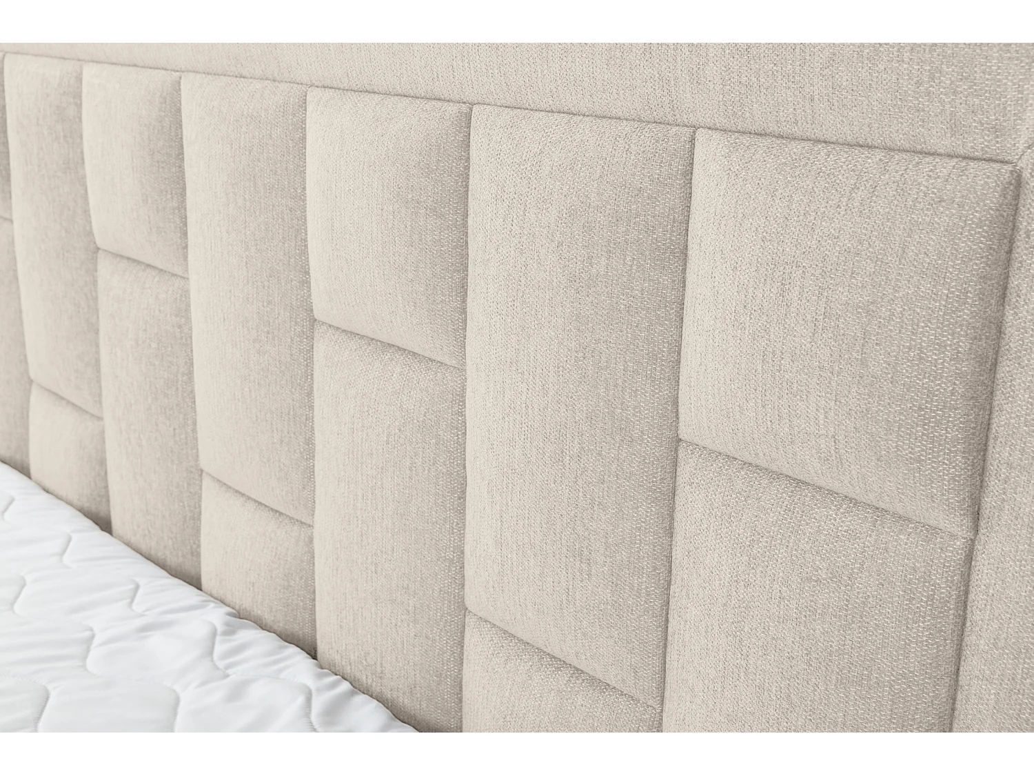 Lit boxspring VENEZIA avec 2 tiroirs de rangement, lit rembourré Dimensions: 160x200 cm, couleur: beige, tissu velours