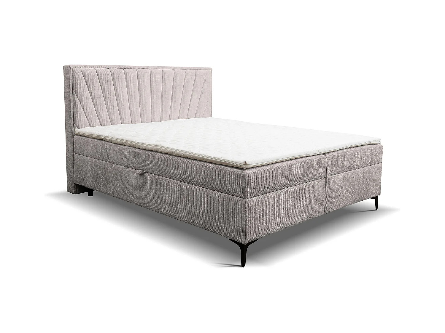 Lit boxspring Cimone avec 2 coffres de rangement, lit rembourré Dimensions: 160x200 cm, couleur: beige, tissu velours