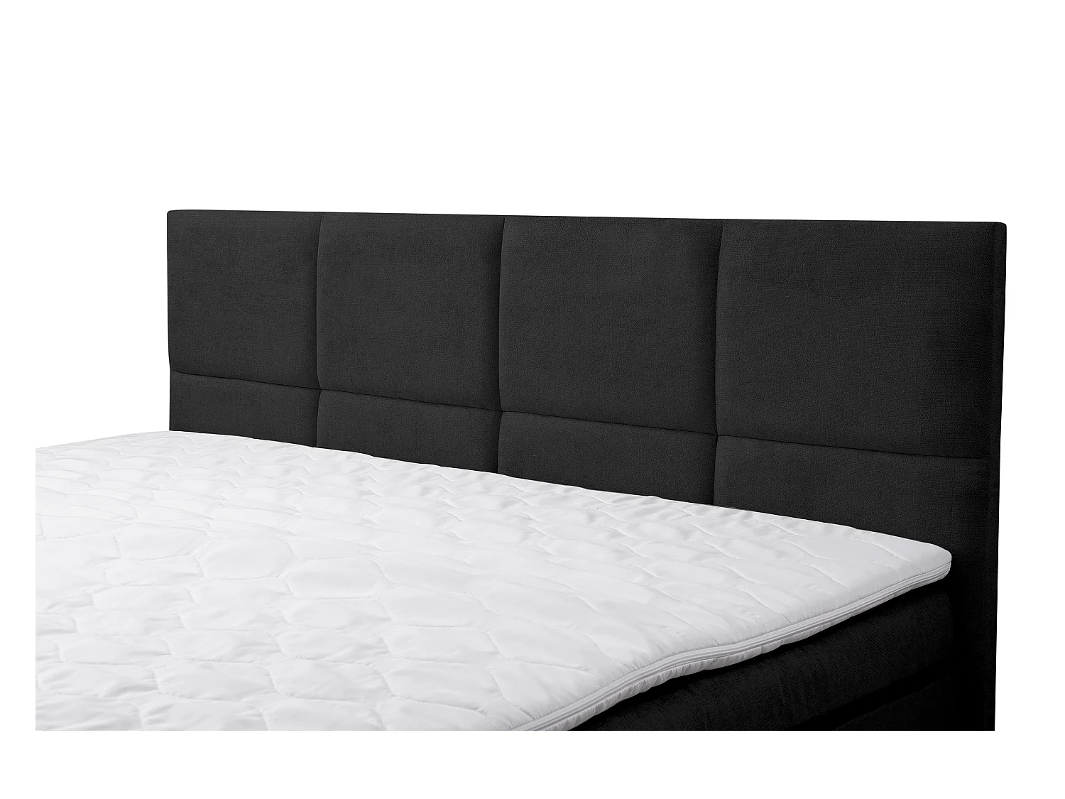 Lit boxspring Kansas, lit rembourré Dimensions : 160x200 cm, couleur : noir, tissu velours, lit double avec matelas Bonell H3 et surmatelas inclus