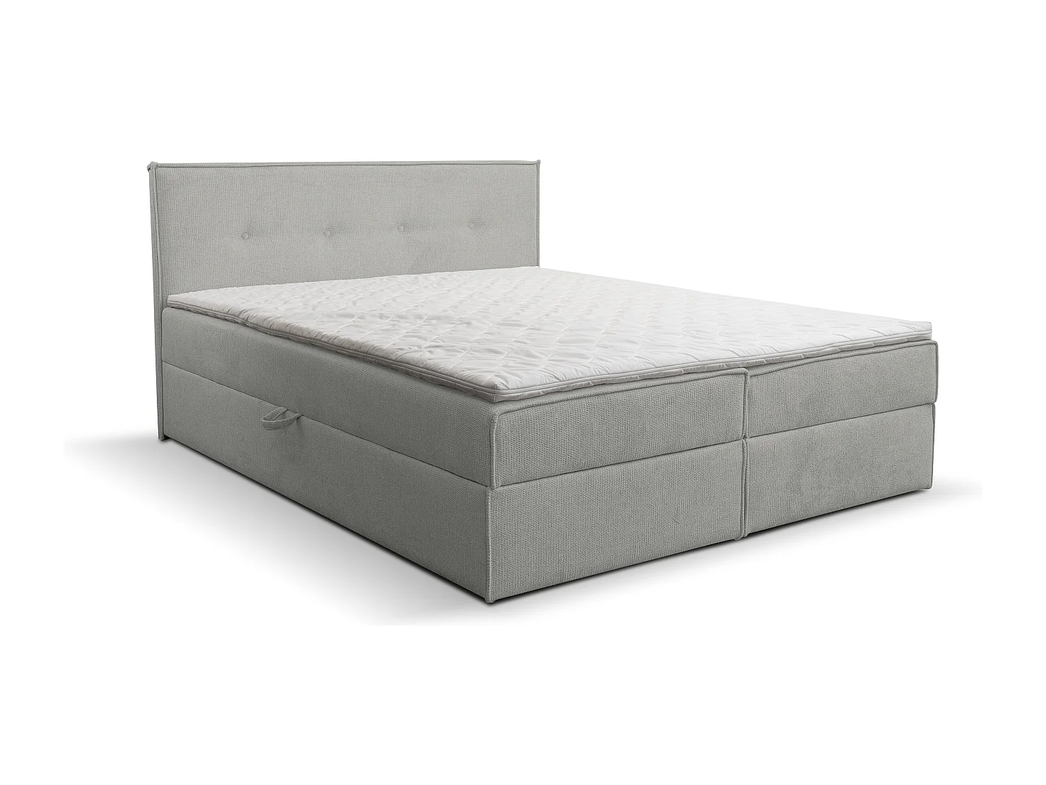 Lit boxspring Calido avec 2 coffres de rangement, lit rembourré Dimensions: 140x200, couleur: gris, tissu structuré