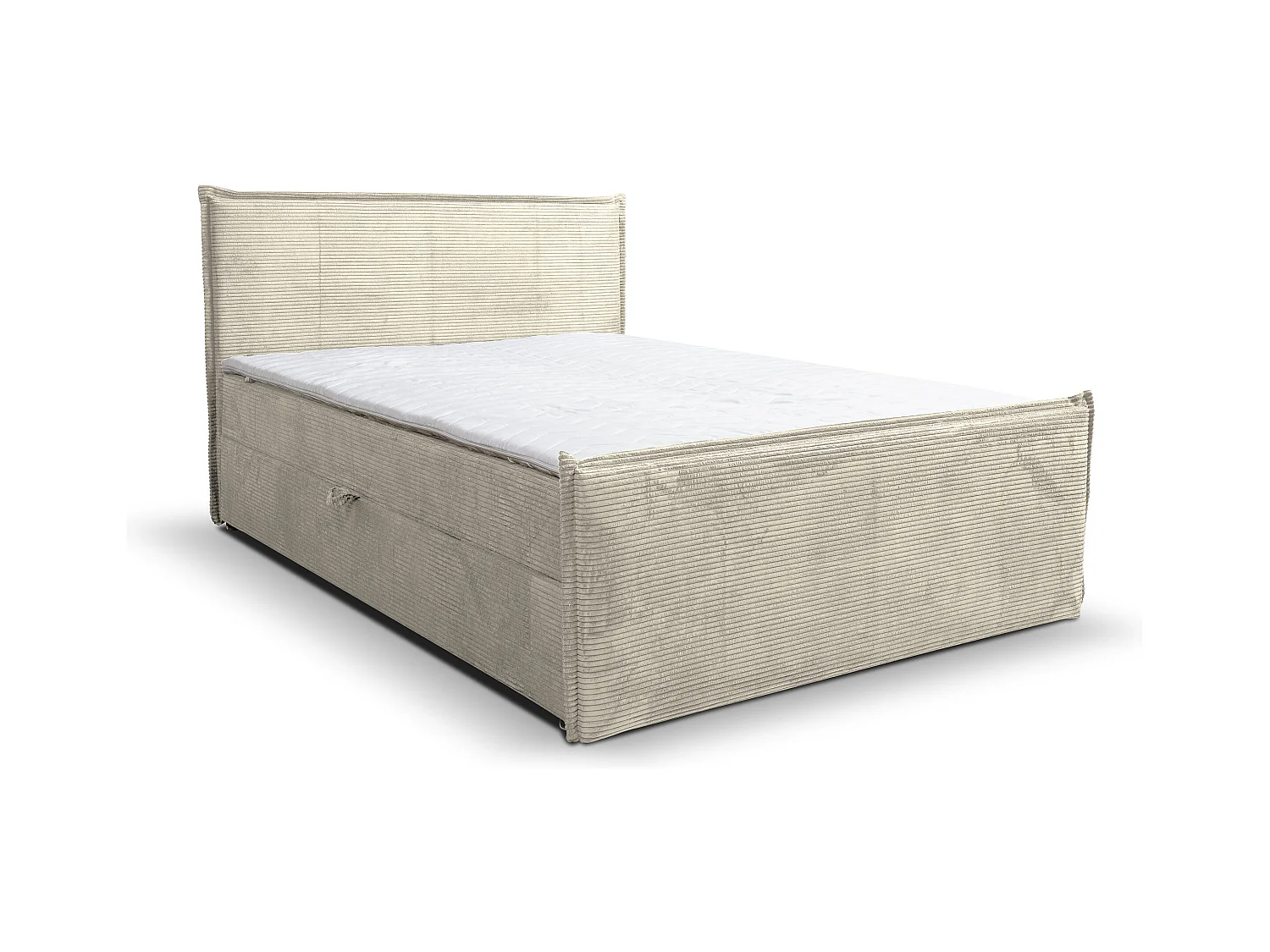 Lit boxspring Vanessa avec 2 tiroirs de rangement, lit rembourré Dimensions: 140x200, couleur: beige, tissu cordé