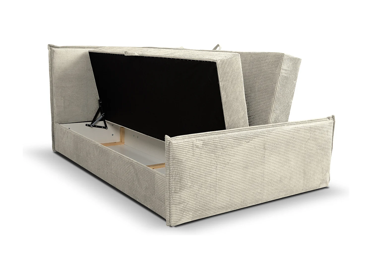 Lit boxspring Vanessa avec 2 tiroirs de rangement, lit rembourré Dimensions: 140x200, couleur: beige, tissu cordé