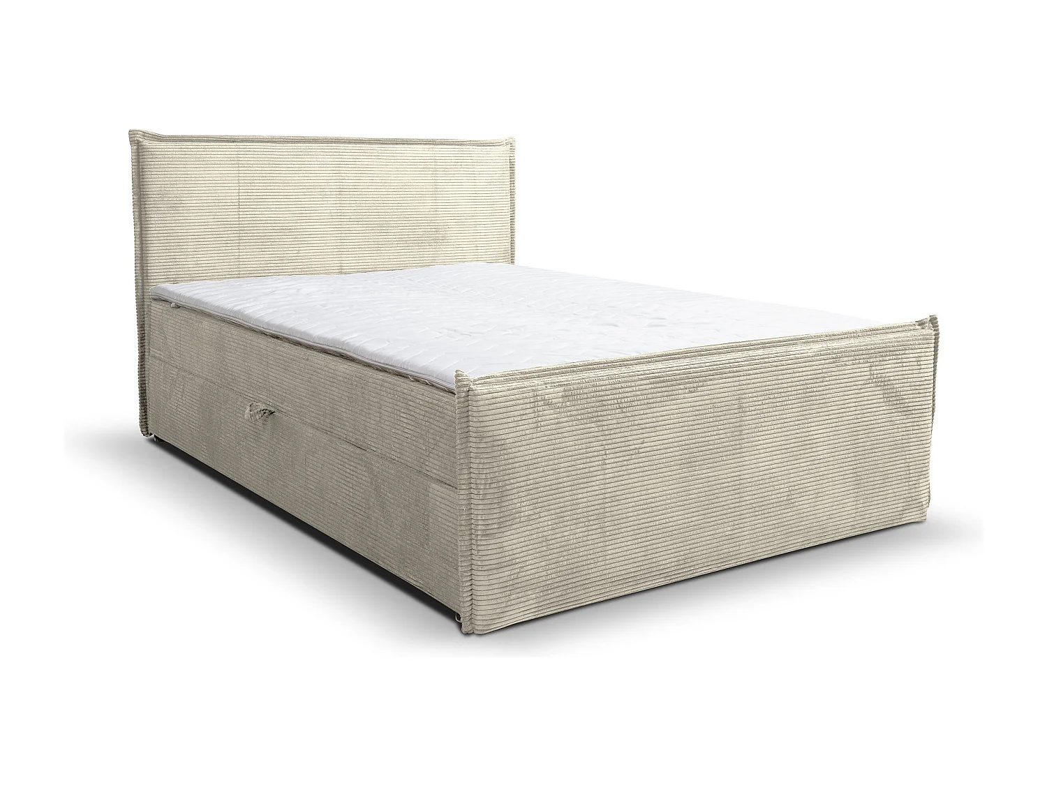 Lit boxspring Vanessa avec 2 tiroirs de rangement, lit rembourré Dimensions: 140x200, couleur: beige, tissu cordé