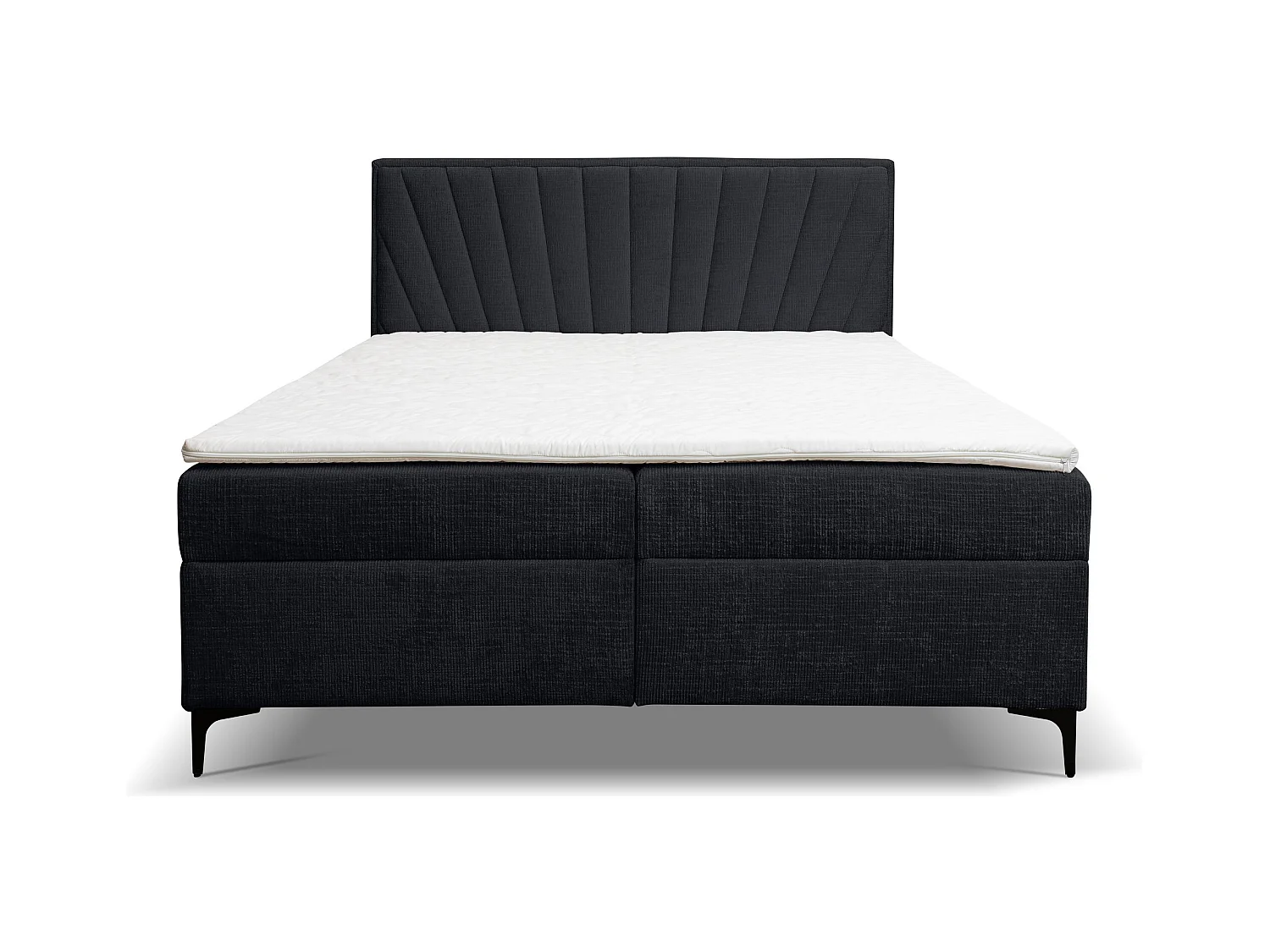 Lit boxspring Cimone avec 2 coffres de rangement, lit rembourré Dimensions: 160x200 cm, couleur: noir, tissu velours