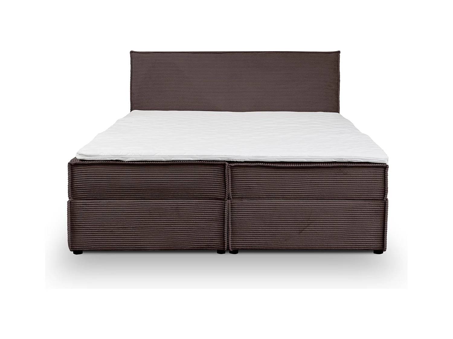 Lit boxspring GLORIA avec 2 coffres de rangement, lit rembourré Dimensions: 140x200, couleur: marron, tissu cordé