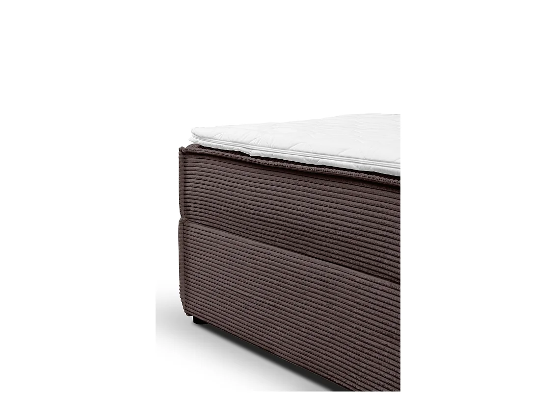 Lit boxspring GLORIA avec 2 coffres de rangement, lit rembourré Dimensions: 140x200, couleur: marron, tissu cordé