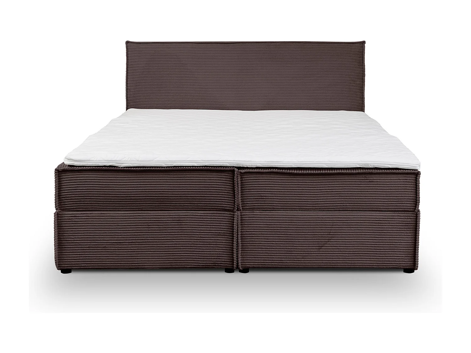 Lit boxspring GLORIA avec 2 coffres de rangement, lit rembourré Dimensions: 140x200, couleur: marron, tissu cordé