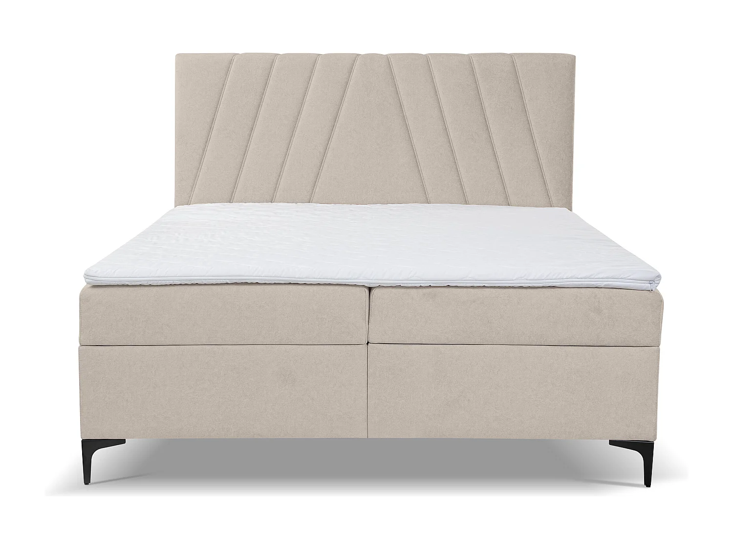 Lit boxspring CAPRI avec 2 coffres de rangement, lit rembourré Dimensions: 180x200 cm, couleur: beige, tissu velours