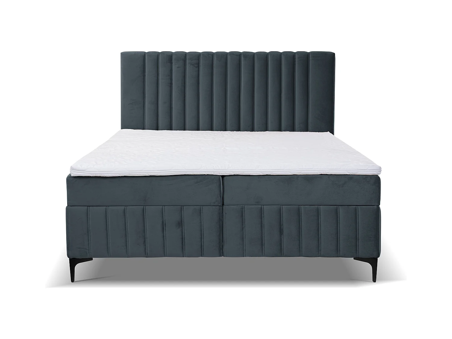 Lit boxspring QUANT avec 2 coffres de rangement, lit rembourré Dimensions: 180x200, couleur: gris foncé, tissu velours