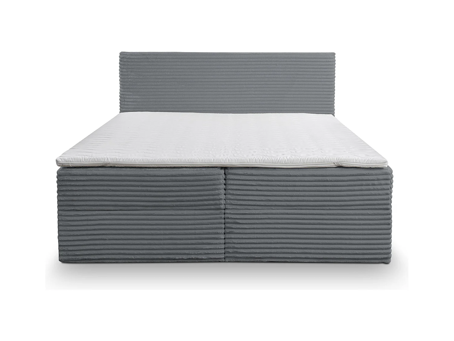 Lit boxspring Tilly avec 2 tiroirs de rangement, lit rembourré Dimensions: 160x200, couleur: gris, tissu cordé