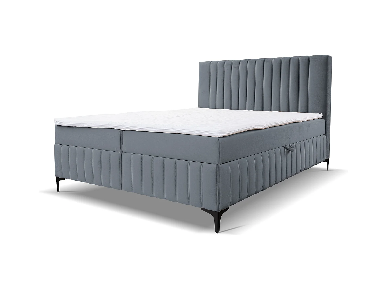 Lit boxspring QUANT avec 2 coffres de rangement, lit rembourré Dimensions: 180x200, couleur: gris, tissu velours