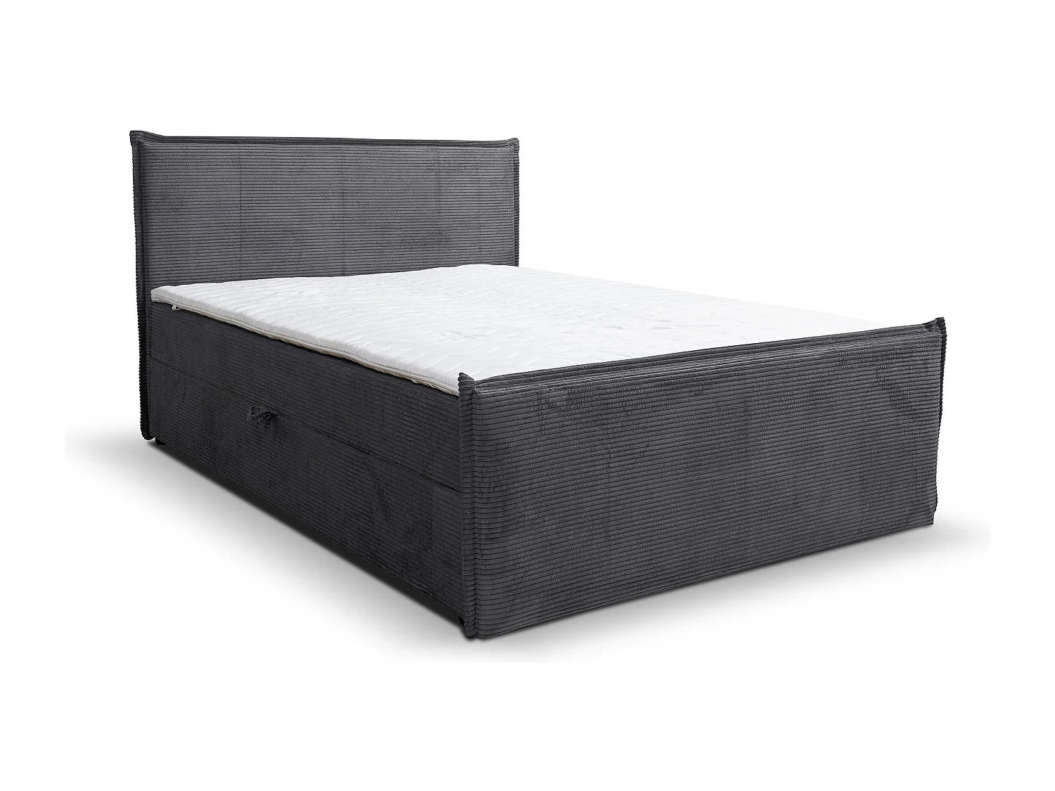 Lit boxspring Vanessa avec 2 tiroirs de rangement, lit rembourré Dimensions: 180x200, couleur: gris, tissu cordé