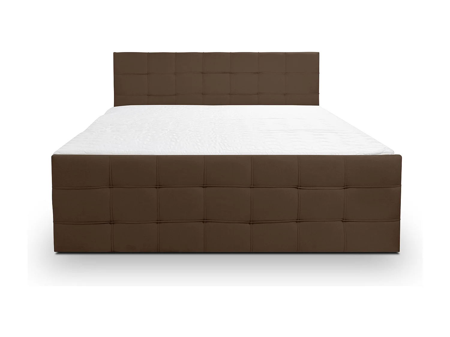 Lit boxspring NATALIE avec 2 coffres de rangement, lit rembourré Dimensions: 140x200, couleur: marron, tissu velours