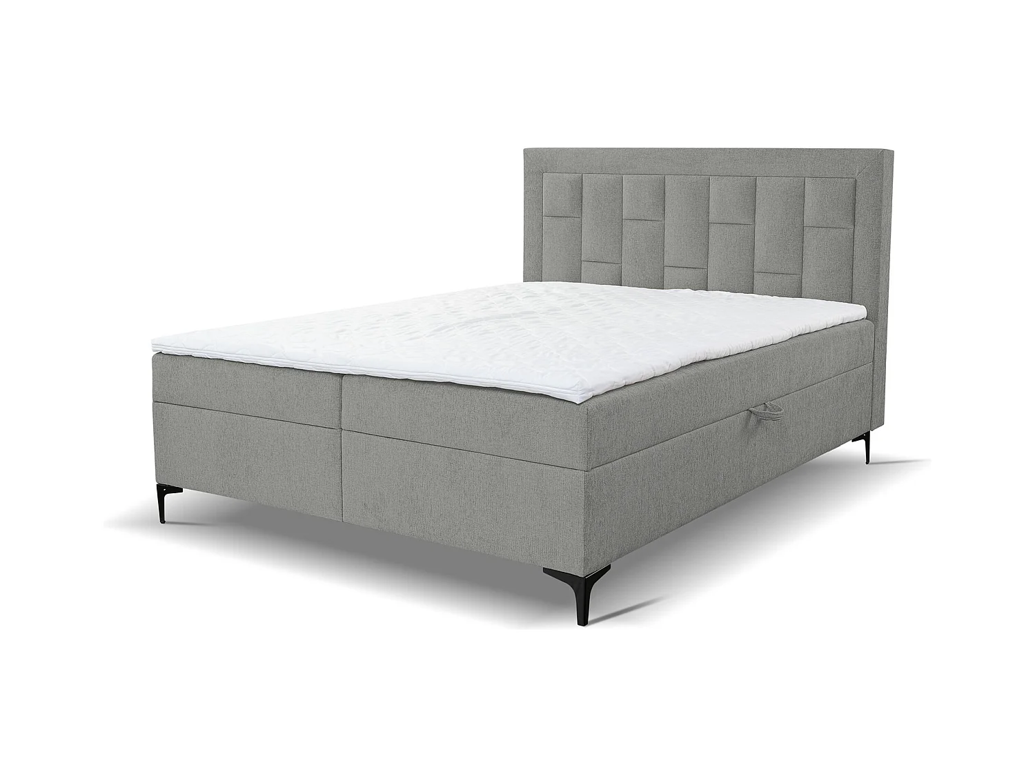 Lit boxspring VENEZIA avec 2 coffres de rangement, lit rembourré Dimensions: 160x200 cm, couleur: gris, tissu velours
