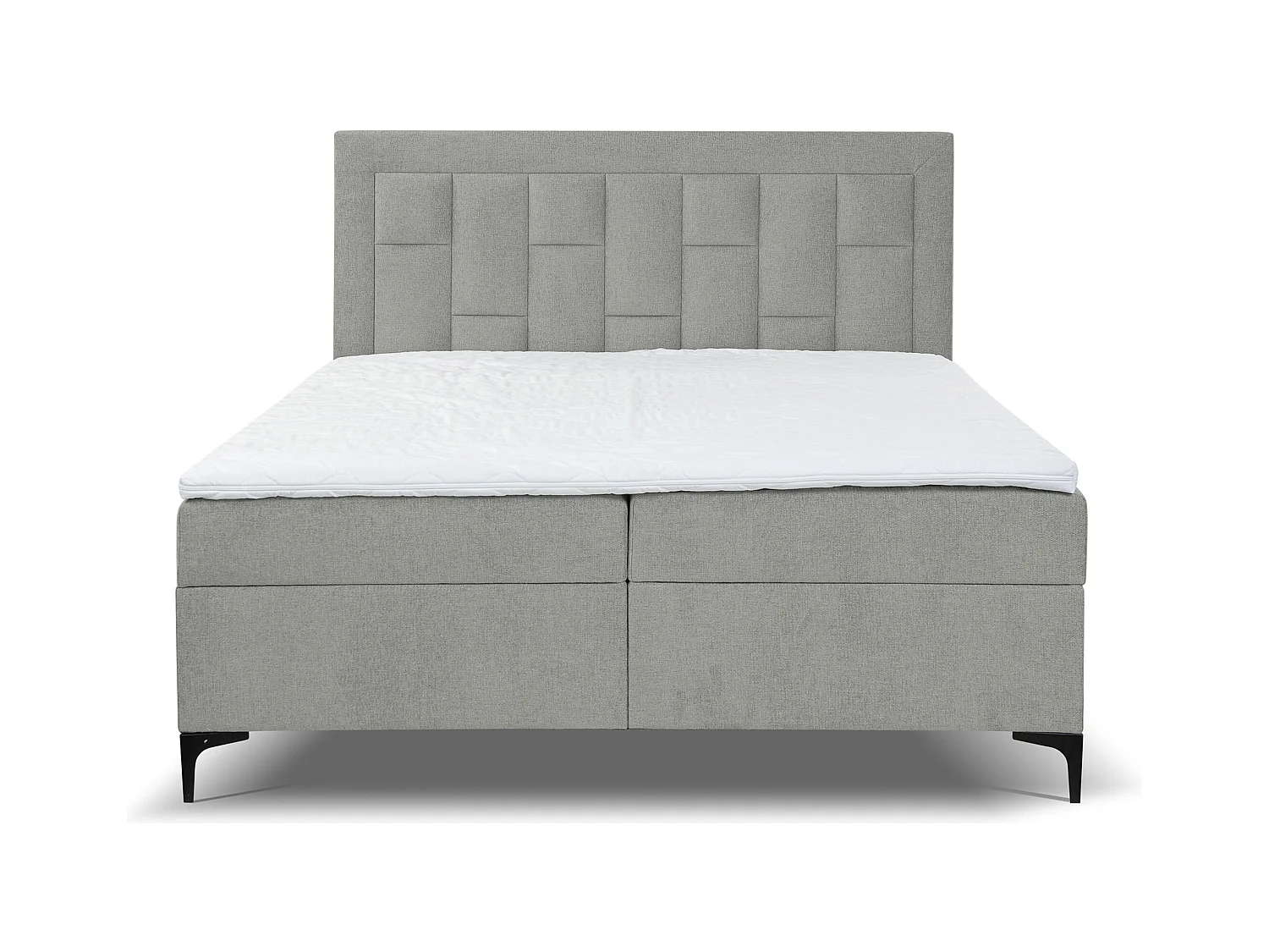 Lit boxspring VENEZIA avec 2 coffres de rangement, lit rembourré Dimensions: 160x200 cm, couleur: gris, tissu velours