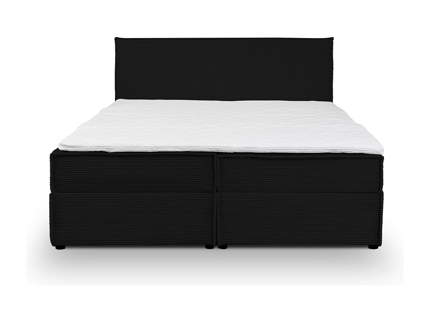 Lit boxspring GLORIA avec 2 coffres de rangement, lit rembourré Dimensions: 180x200, couleur: noir, tissu cordé