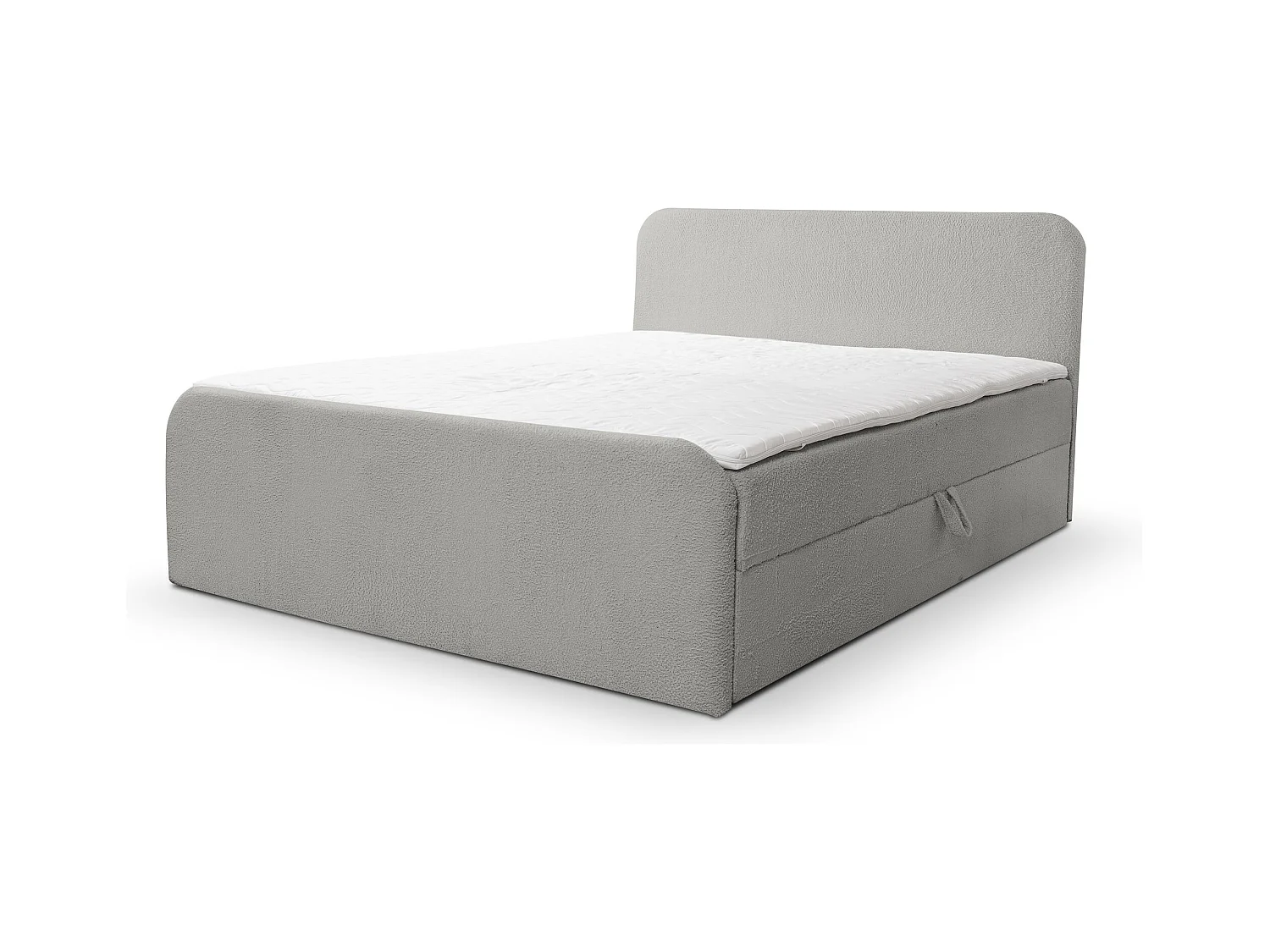 Lit boxspring LAMBI avec 2 coffres de rangement, lit rembourré Dimensions: 160x200, couleur: gris, tissu bouclé