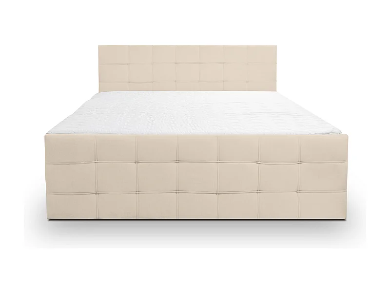 Boxspringbed NATALIE met 2 bedbakken, gestoffeerd bed Afmetingen: 180x200, kleur: beige, veloursstof, tweepersoonsbed met Bonell-matras incl. topper