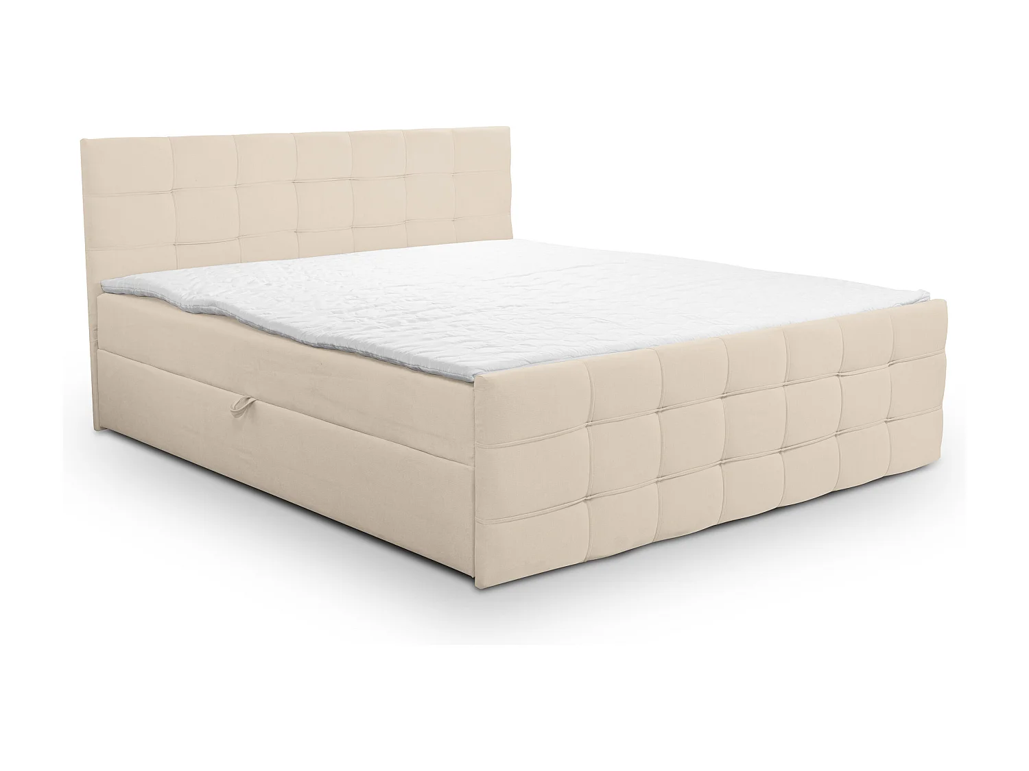 Lit boxspring NATALIE avec 2 coffres de rangement, lit rembourré Dimensions: 180x200, couleur: beige, tissu velours