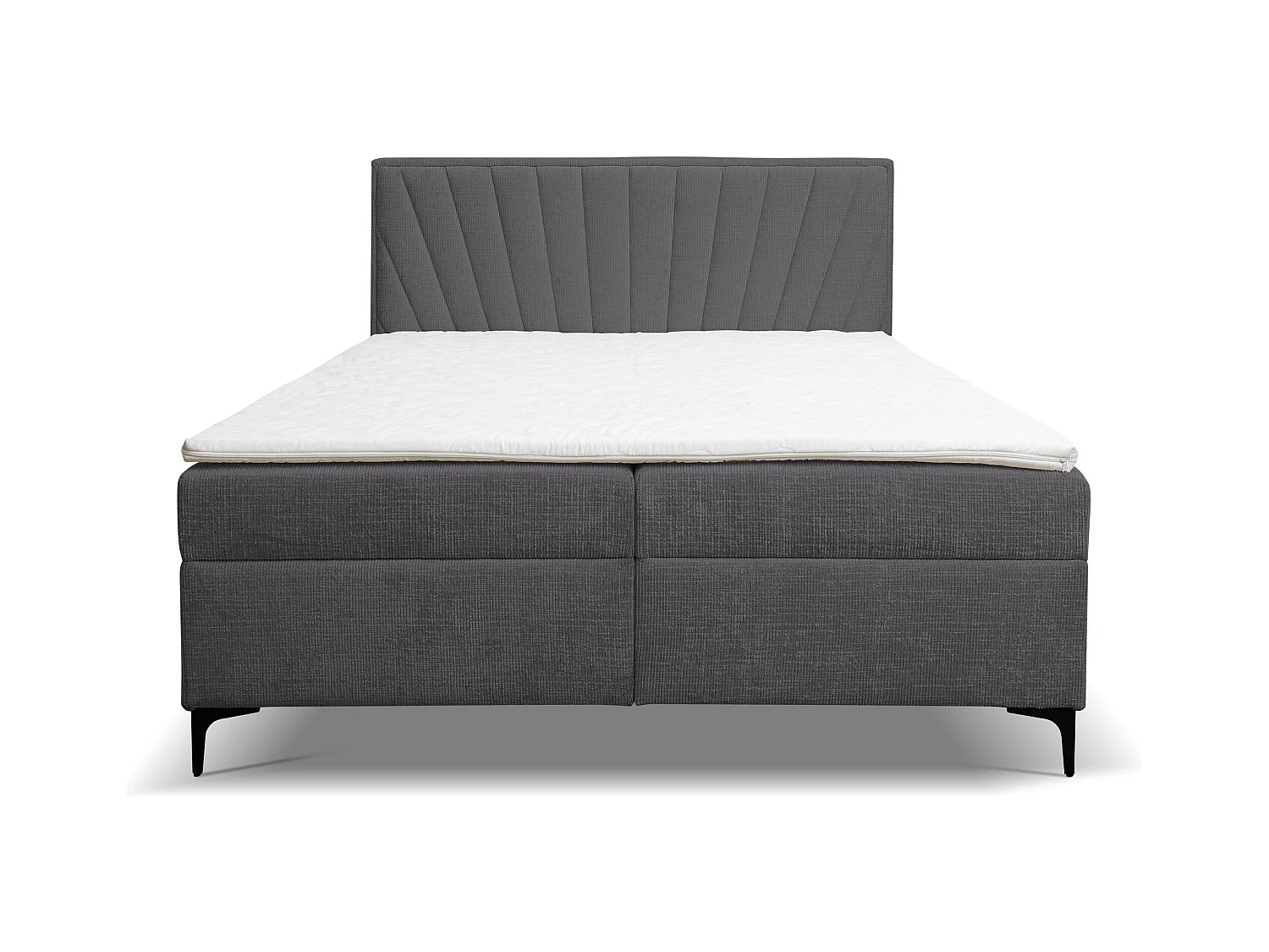 Lit boxspring Cimone avec 2 coffres de rangement, lit rembourré Dimensions: 180x200 cm, couleur: gris foncé, tissu velours