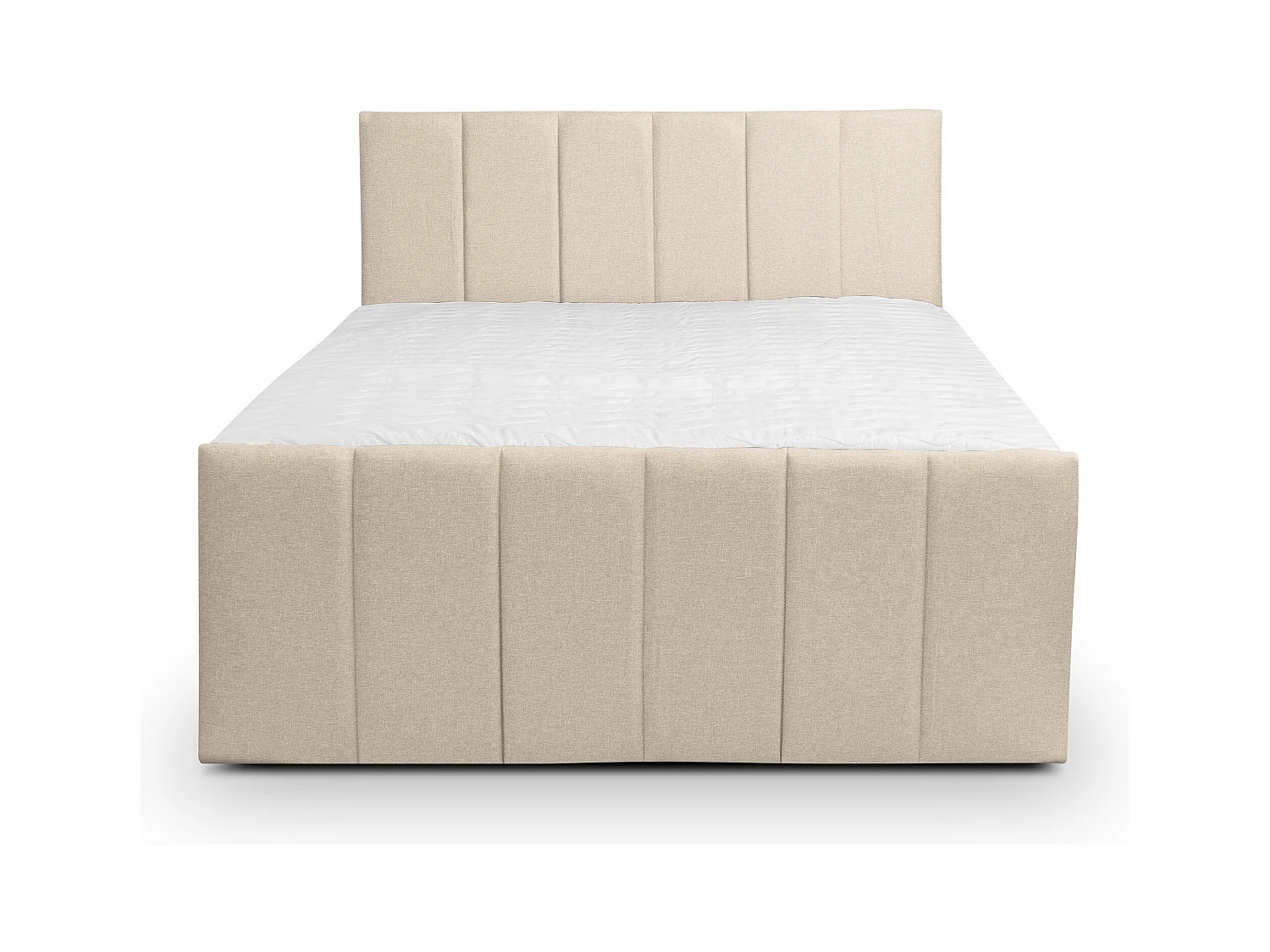Lit boxspring CLAUDINE avec 2 coffres de rangement, lit rembourré Dimensions: 140x200, couleur: beige, tissu velours