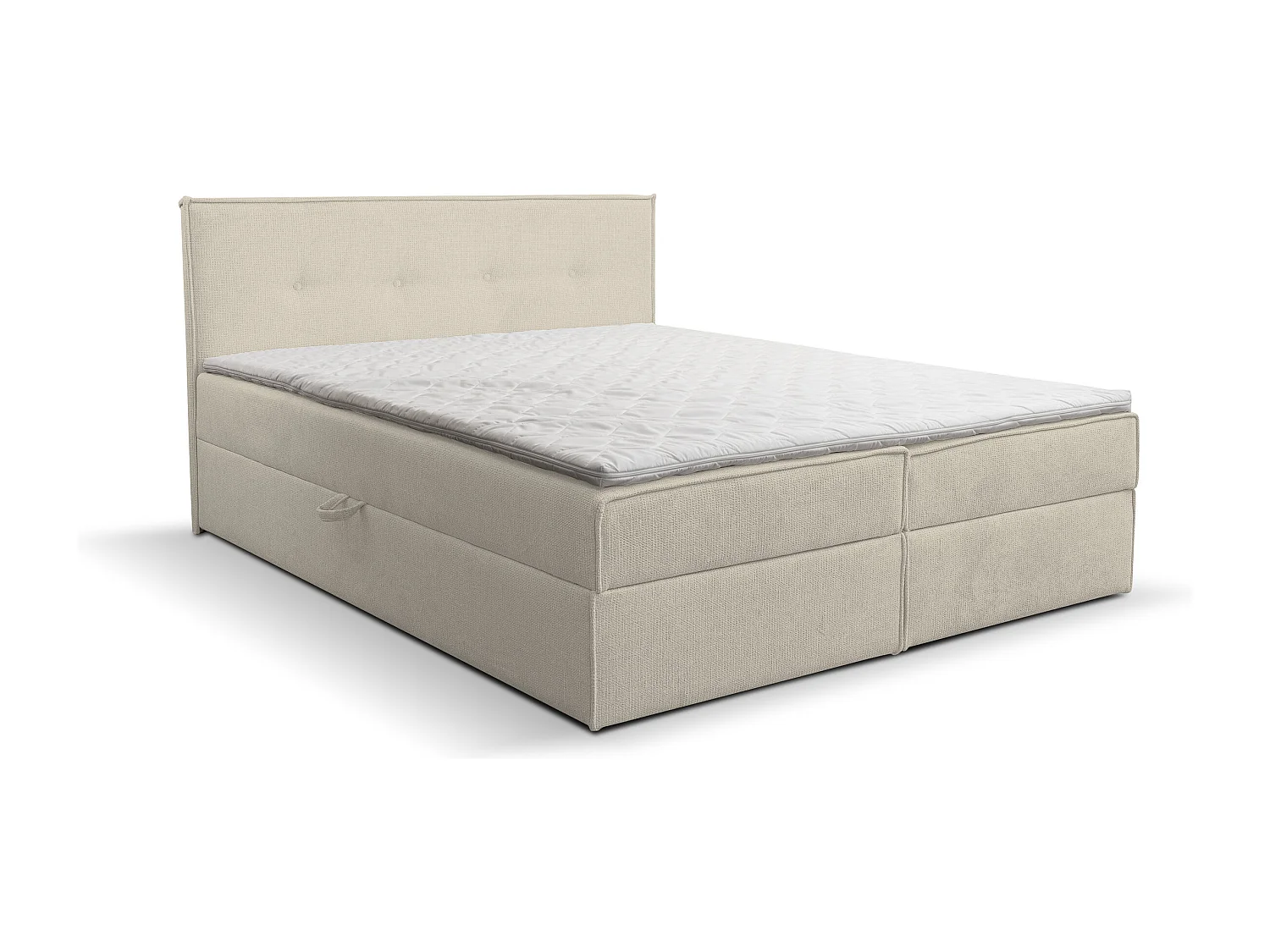 Lit boxspring Calido avec 2 coffres de rangement, lit rembourré Dimensions: 140x200, couleur: beige, tissu structuré