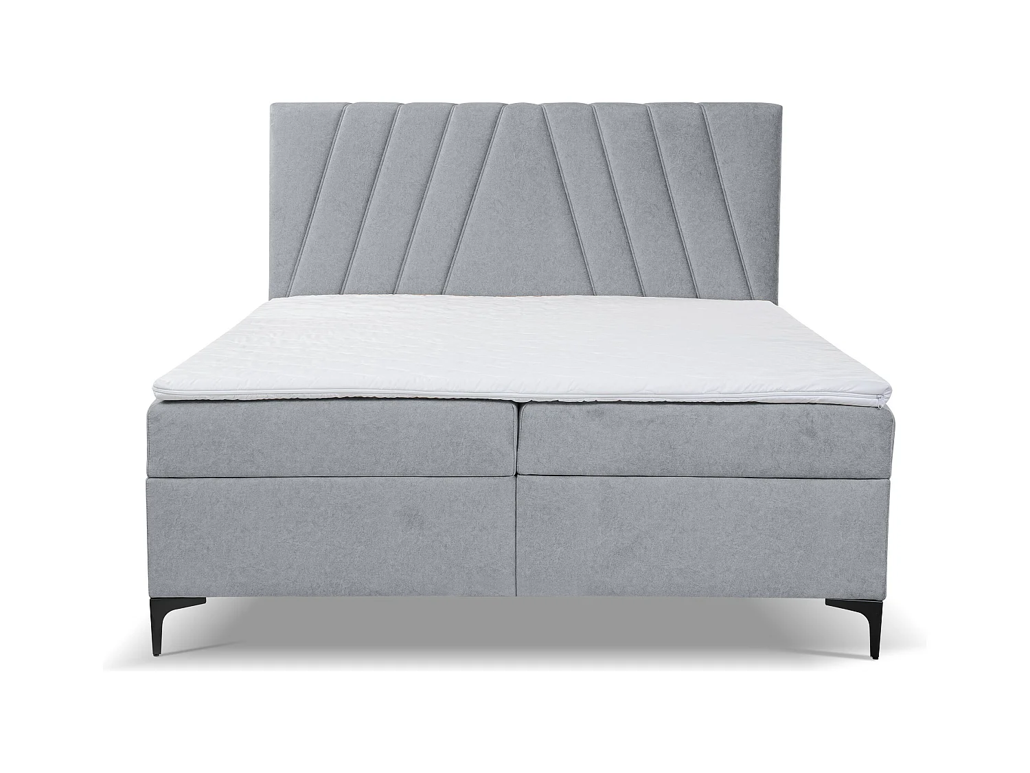 Lit boxspring CAPRI avec 2 coffres de rangement, lit rembourré Dimensions: 140x200 cm, couleur: gris, tissu velours