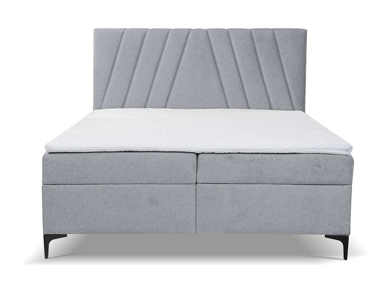 Lit boxspring CAPRI avec 2 coffres de rangement, lit rembourré Dimensions: 140x200 cm, couleur: gris, tissu velours