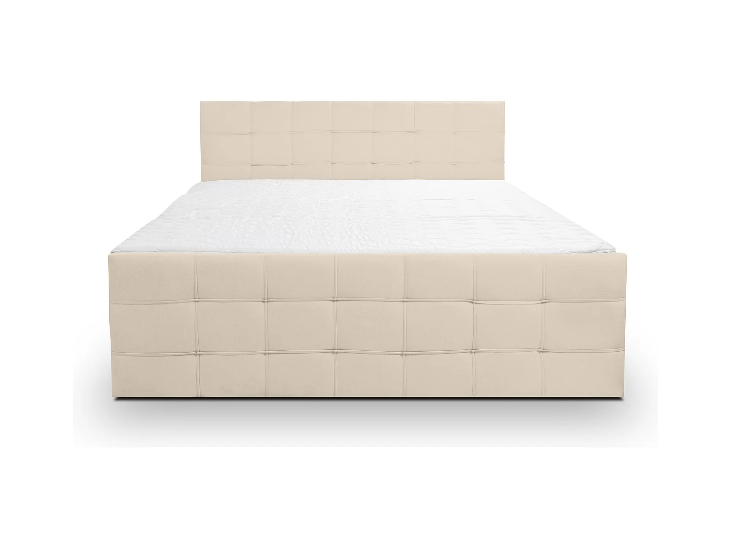 Lit boxspring NATALIE avec 2 coffres de rangement, lit rembourré Dimensions: 160x200, couleur: beige, tissu velours