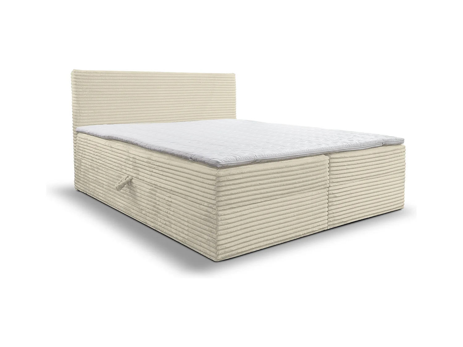 Lit boxspring Tilly avec 2 coffres de rangement, lit rembourré Dimensions: 180x200, couleur: beige, tissu cordé