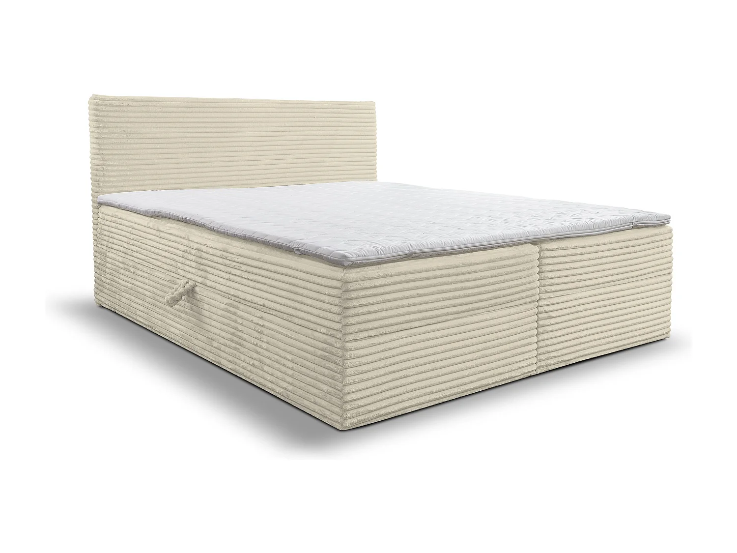 Lit boxspring Tilly avec 2 coffres de rangement, lit rembourré Dimensions: 180x200, couleur: beige, tissu cordé