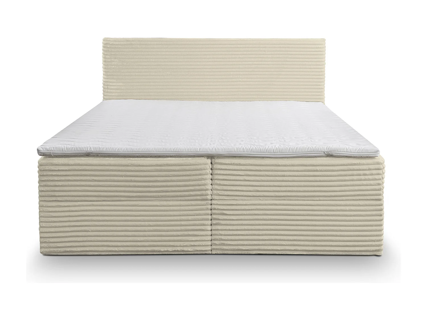 Lit boxspring Tilly avec 2 coffres de rangement, lit rembourré Dimensions: 180x200, couleur: beige, tissu cordé
