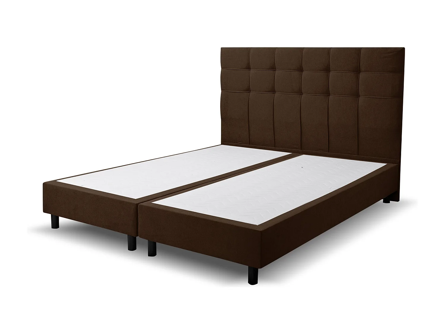 Lit boxspring Paris, lit rembourré Dimensions : 140x200 cm, couleur : marron, tissu velours, lit double avec matelas Bonell H3 et surmatelas inclus
