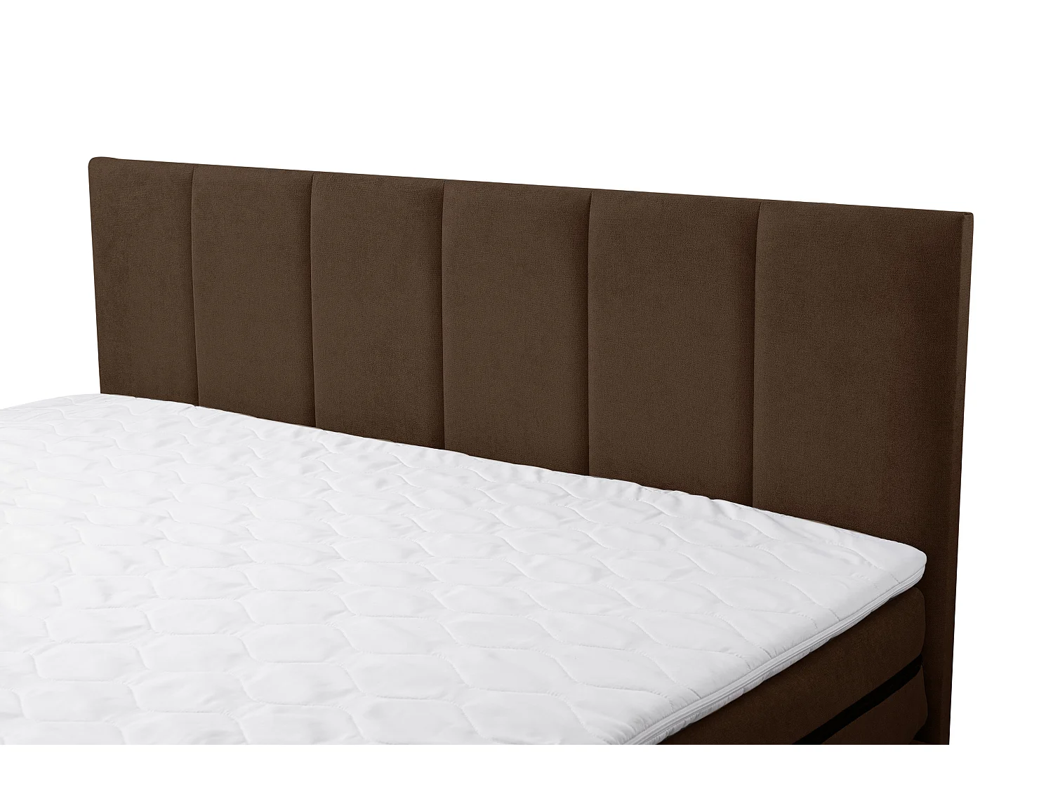 Lit boxspring Paris, lit rembourré Dimensions : 140x200 cm, couleur : marron, tissu velours, lit double avec matelas Bonell H3 et surmatelas inclus