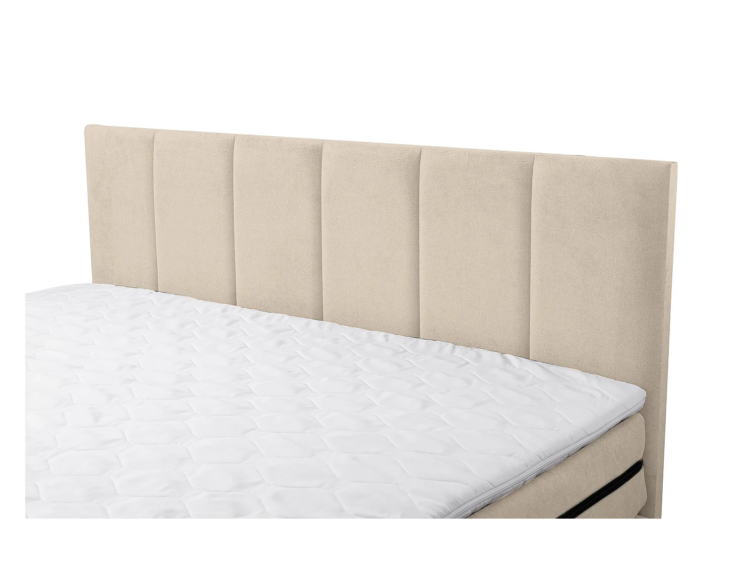 Lit boxspring Paris, lit rembourré Dimensions : 180 x 200 cm, couleur : beige, tissu velours, lit double avec matelas Bonell H3 et surmatelas inclus