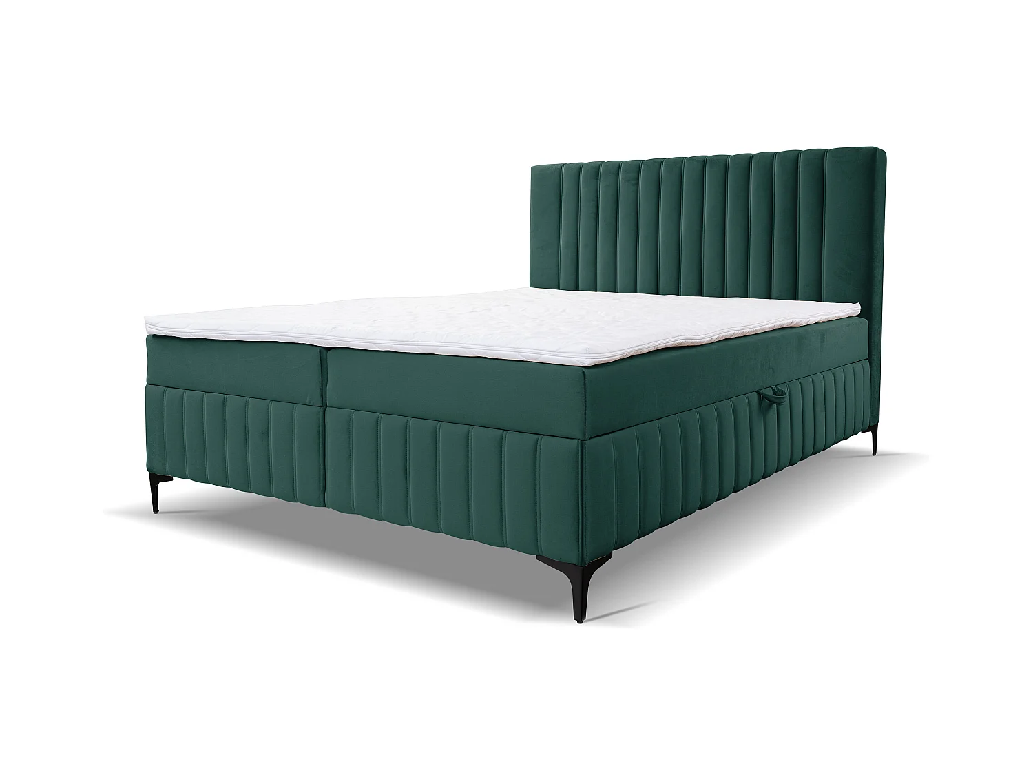 Lit boxspring QUANT avec 2 coffres de rangement, lit rembourré Dimensions: 180x200, couleur: vert, tissu velours
