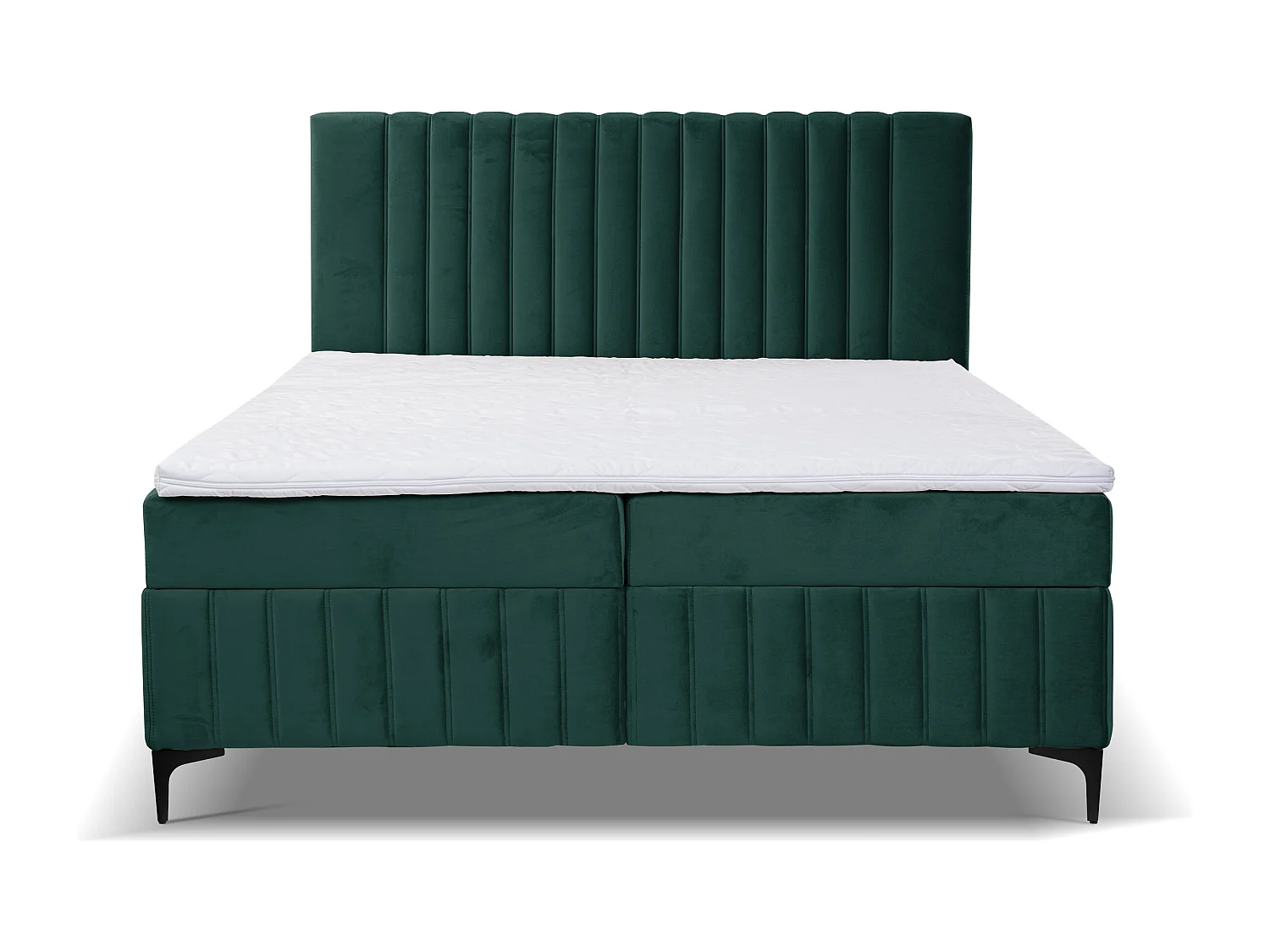 Lit boxspring QUANT avec 2 coffres de rangement, lit rembourré Dimensions: 180x200, couleur: vert, tissu velours