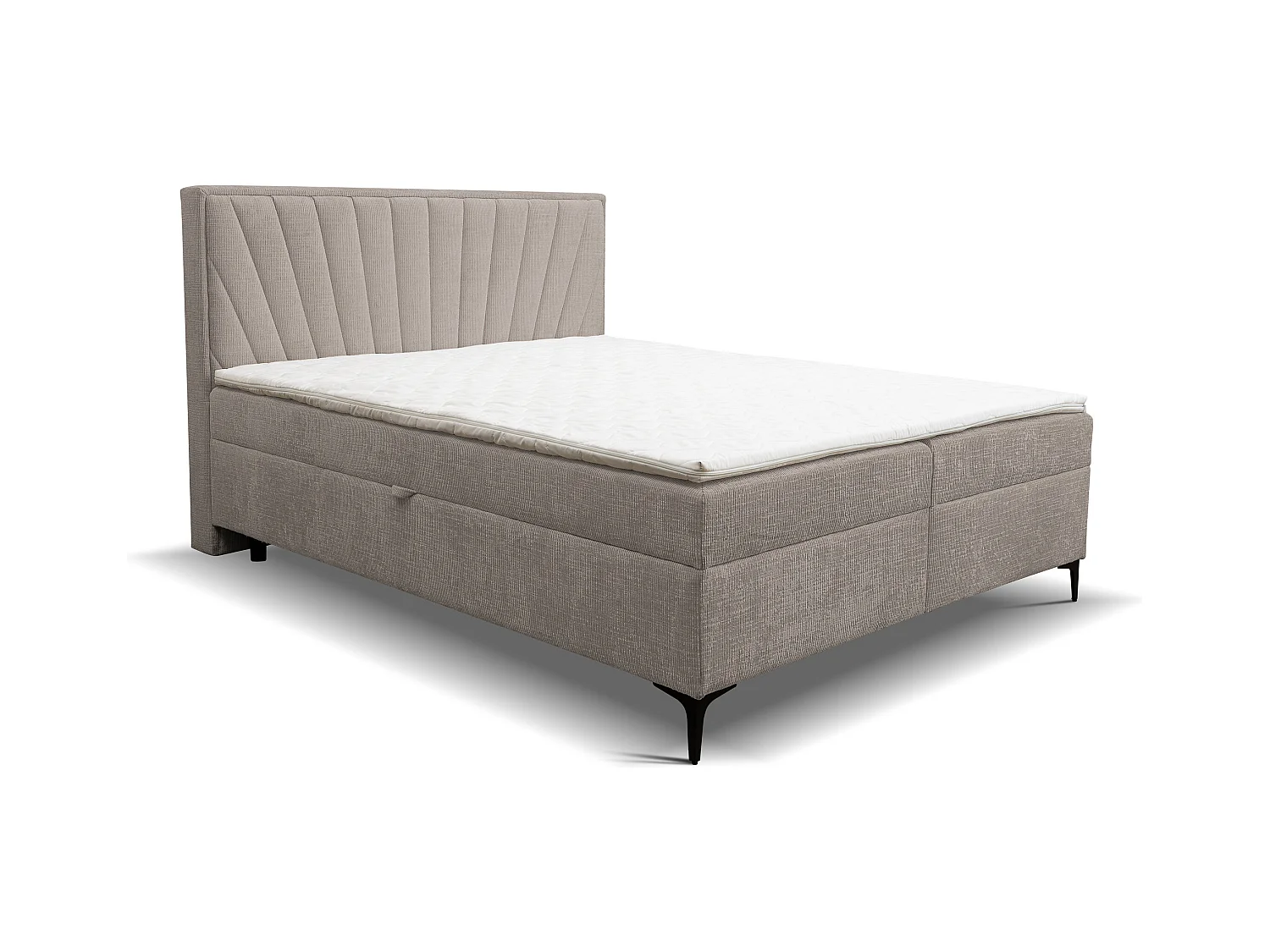 Lit boxspring Cimone avec 2 coffres de rangement, lit rembourré Dimensions: 180x200 cm, couleur: marron clair, tissu velours