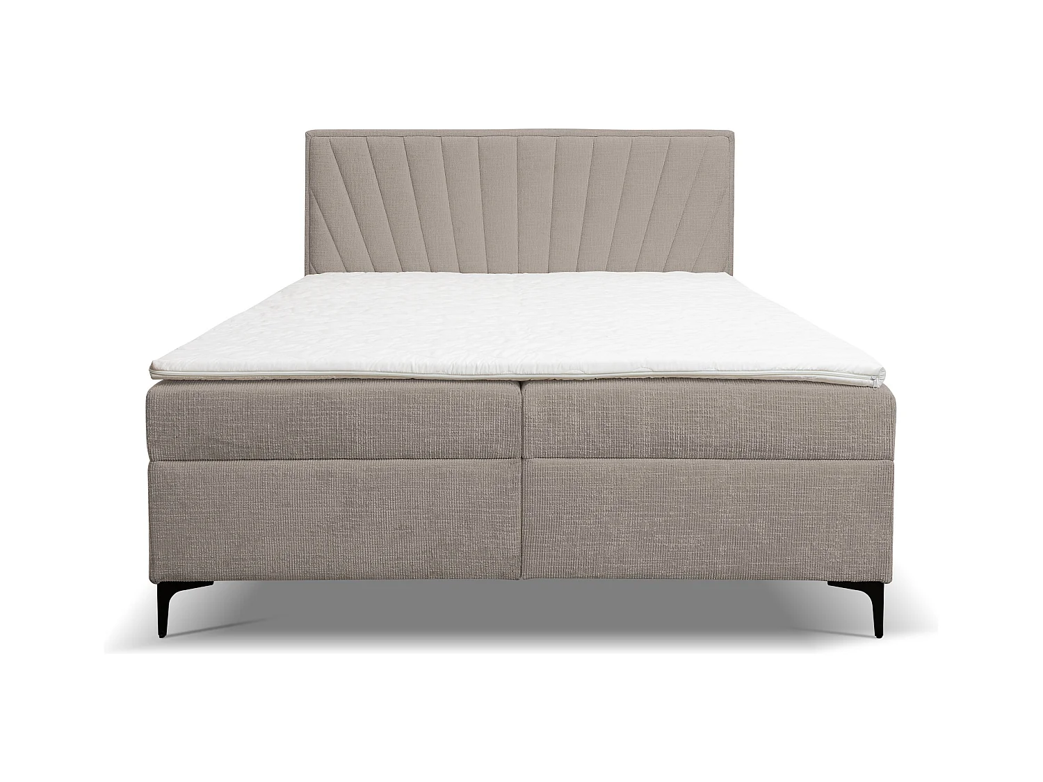 Lit boxspring Cimone avec 2 coffres de rangement, lit rembourré Dimensions: 180x200 cm, couleur: marron clair, tissu velours