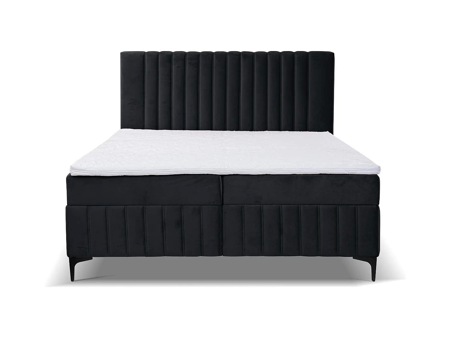 Lit boxspring QUANT avec 2 coffres de rangement, lit rembourré Dimensions: 160x200, couleur: noir, tissu velours