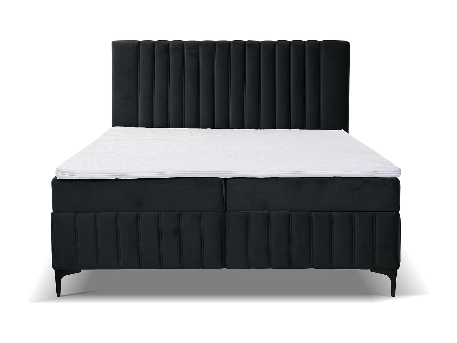 Lit boxspring QUANT avec 2 coffres de rangement, lit rembourré Dimensions: 160x200, couleur: noir, tissu velours