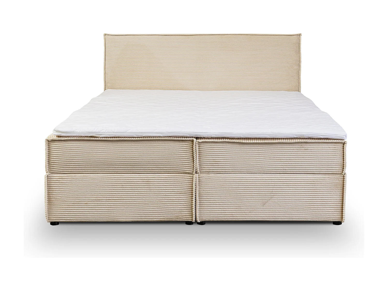 Lit boxspring GLORIA avec 2 coffres de rangement, lit rembourré Dimensions: 180x200, couleur: beige, tissu cordé
