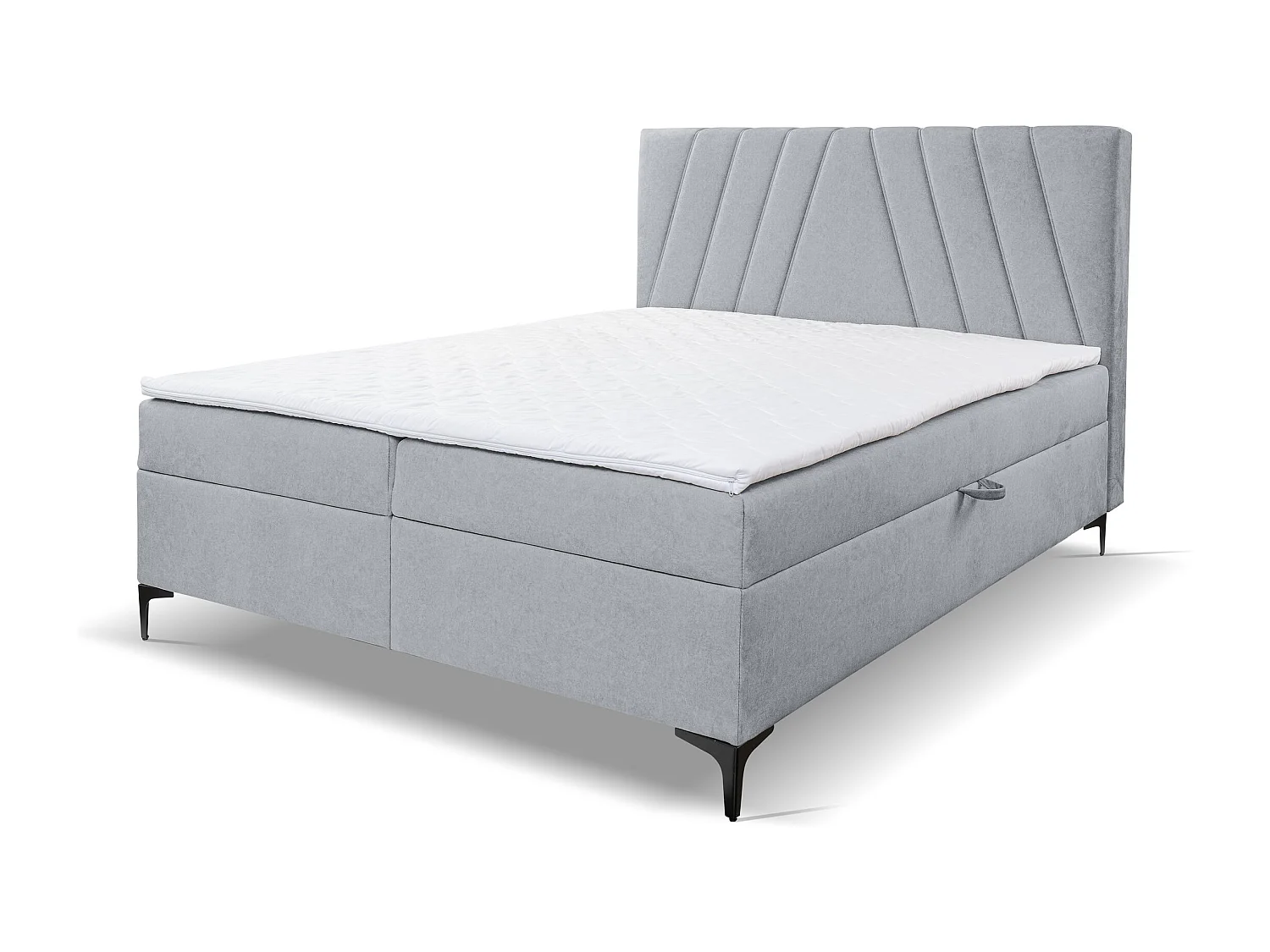 Lit boxspring CAPRI avec 2 coffres de rangement, lit rembourré Dimensions: 160x200 cm, couleur: gris, tissu velours
