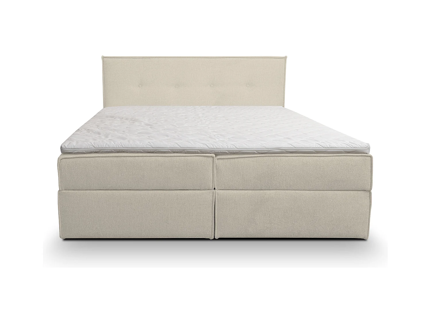 Lit boxspring Calido avec 2 coffres de rangement, lit rembourré Dimensions: 160x200, couleur: beige, tissu structuré