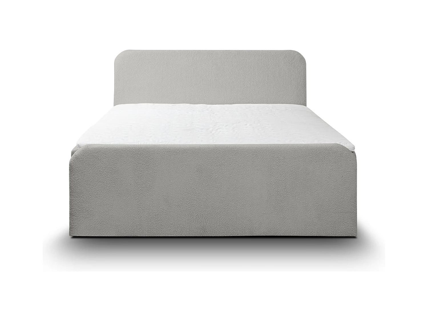 Lit boxspring LAMBI avec 2 coffres de rangement, lit rembourré Dimensions: 140x200, couleur: gris, tissu bouclé