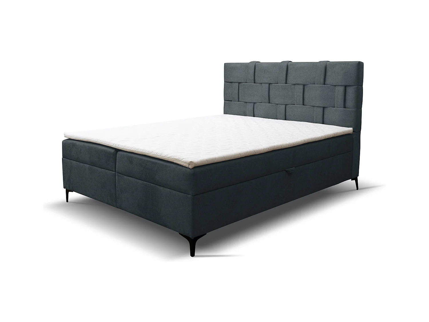 Lit boxspring Charlotte avec 2 coffres de rangement, lit rembourré Dimensions: 140x200 cm, couleur: gris foncé, tissu velours